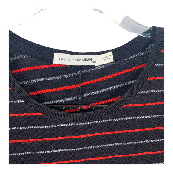 Rag & Bone Striped T-shirt Blue and Red Striped Sz S - Picture 3 of 5